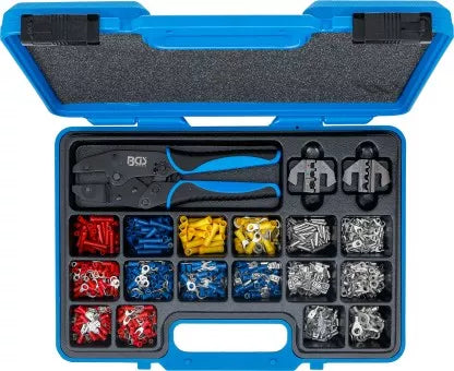 Crimping Pliers Set with 2 Pairs of Jaws with Cable Lug Assortment 1000 pcs.