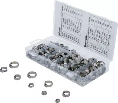 Stainless Steel Hose Clamp Assortment Ø 5.8 - 21 mm 170 pcs.