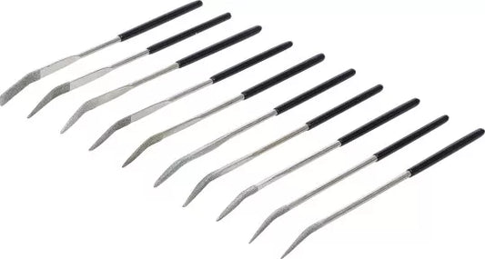 Diamond Hole File Set bent 140 x 3 mm 10 pcs.
