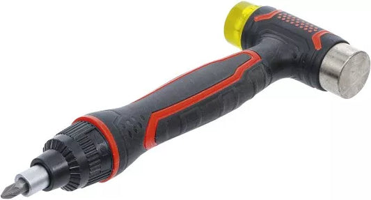 Hammer with Interchangeable Head with Ratchet Spinner Handle for Bits, reversible 3-in-1
