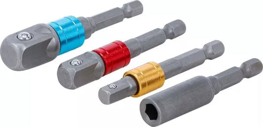 Electric Drill Adaptor Set coloured 6.3 mm (1/4") Drive 6.3 mm (1/4"), 10 mm (3/8"), 12.5 mm (1/2"), internal hexagon 6.3 mm (1/4") 4 pcs.