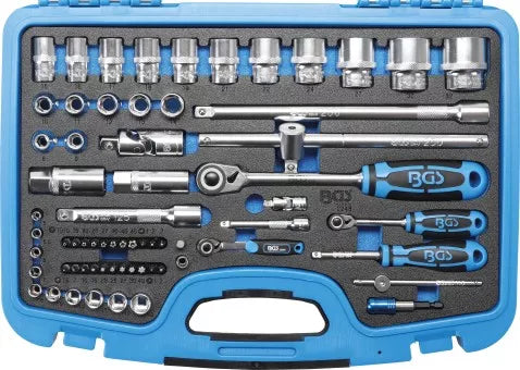 Socket Set, Hexagon 6.3 mm (1/4") / 12.5 mm (1/2") Drive 66 pcs.