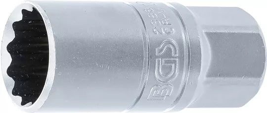 Spark Plug Socket with Rubber mount, 12-point 12.5 mm (1/2") Drive 21 mm