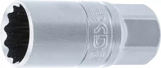 Spark Plug Socket with Rubber mount, 12-point 12.5 mm (1/2") Drive 21 mm