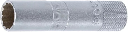 Spark Plug Socket with Rubber mount, 12-point, long 10 mm (3/8") 16 mm