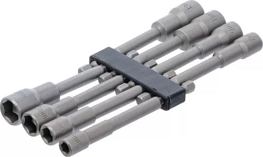Socket Set, Hexagon extra long 6.3 mm (1/4") Drive for electric drills 6 - 13 mm 8 pcs.