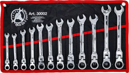 Ratchet Combination Wrench Set flexible Heads 8 - 19 mm 12 pcs.