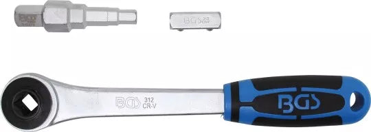 Push-through Ratchet with Adaptor and Step Wrench internal square 12.5 mm (1/2")