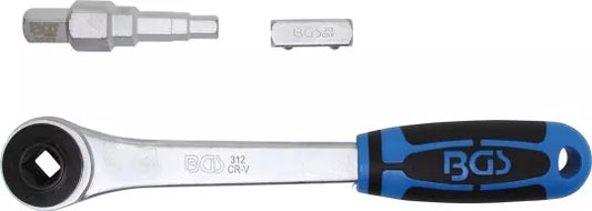 Push-through Ratchet with Adaptor and Step Wrench internal square 12.5 mm (1/2")