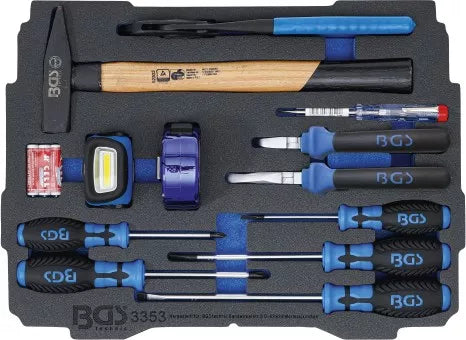 Foam Tray for BGS BOXSYS1 & 2: Hammer, Pliers, Screwdriver Set 12 pcs.