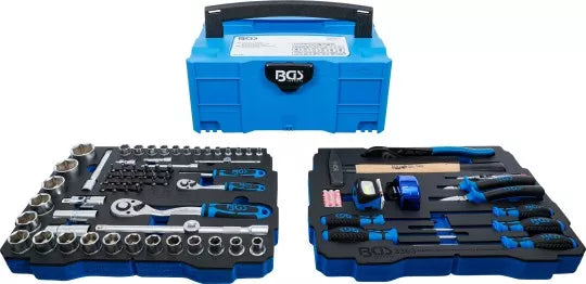 Socket, Hammer, Pliers, Screwdriver Set 6.3 mm (1/4") / 12.5 mm (1/2") BGS systainer® 77 pcs.