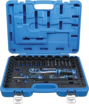 Impact Socket Set Hexagon 6.3 mm (1/4") + 12.5 mm (1/2") 69 pcs.