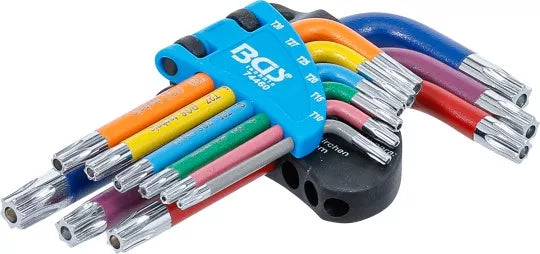 L-Type Wrench Set Multicolour short T-Star tamperproof (for Torx) T10 - T50 9 pcs.