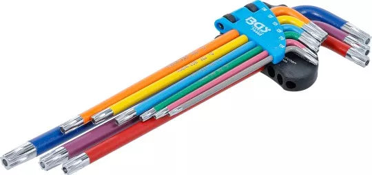 L-Type Wrench Set Multicolour extra lang T-Star tamperproof (for Torx) T10 - T50 9 pcs.