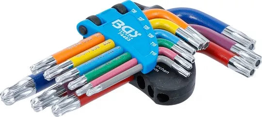 L-Type Wrench Set Multicolour short T-Star tamperproof (for Torx) with Ball Head T10 - T50 9 pcs.