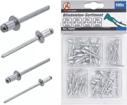 Blind Rivets Assortment Ø 2.4 - 4.8 mm 100 pcs.