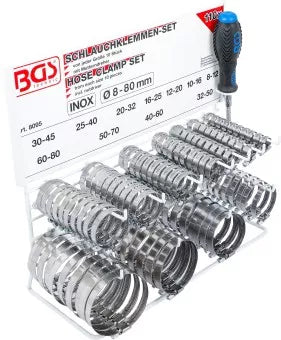 Hose Clamp Set Stainless on Display Board 111 pcs.