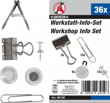 Office Set with Paper Clips, Magnets, Pin Needles 36 pcs.