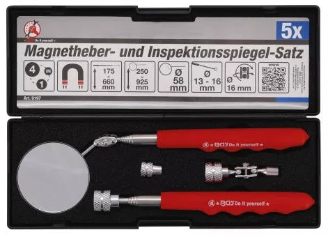 Magnetic Pick-Up Tool / Inspection Mirror Set 4 pcs.