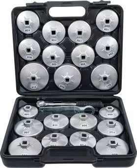 Oil Filter Wrench Set Aluminium Die Cast 12.5 mm (1/2") Drive 23 pcs.
