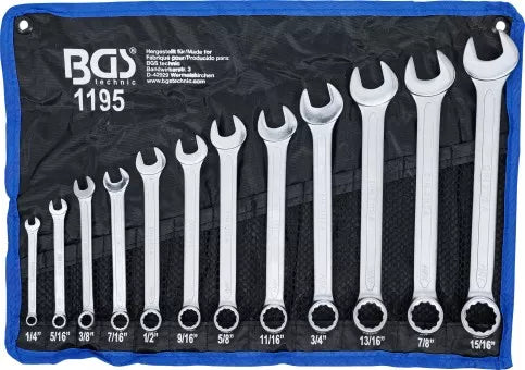 Combination Spanner Set Inch Sizes 1/4" - 15/16" 12 pcs.