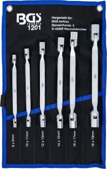 Double Ring Spanner Set with flexible Heads 6 pcs.