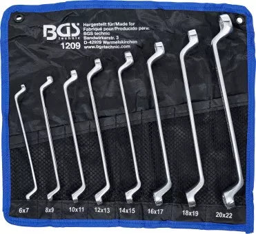 Double Ring Spanner Set offset 6 x 7 - 20 x 22 mm 8 pcs.