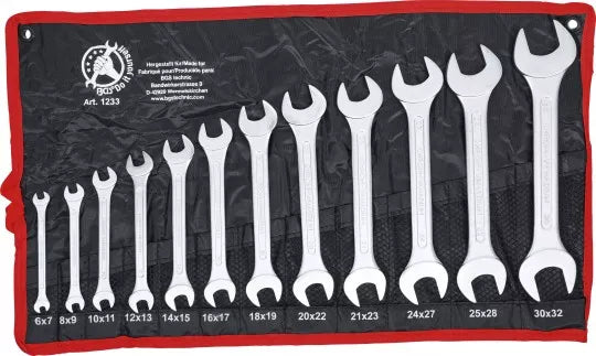 Double Open End Spanner Set 6 x 7 - 30 x 32 mm 12 pcs.