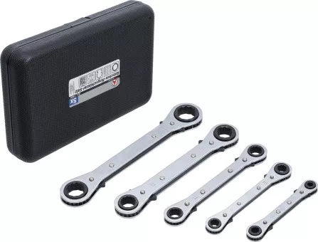 Double Ended Ratchet Wrench Set, straight, reversible 6 x 8-19 x 22 mm 5 pcs.