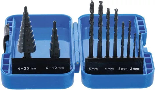Step Drill and Twist Drill Set 4 - 12 / 4 - 20 mm 2 - 5 mm 10 pcs.