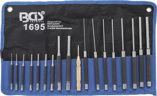 Parallel Pin Punch Set 100-150-200 mm 1.5 - 9.5 mm incl centre Punches 18 pcs.