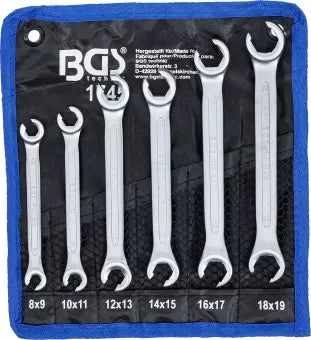 Double Ring Spanner Set, open Type 8 x 9 - 18 x 19 mm 6 pcs.