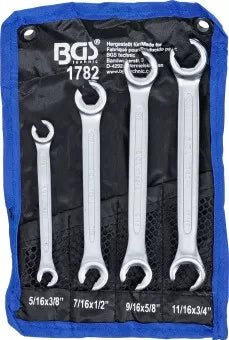 Double Ring Spanner Set, open Type Inch Sizes 4 pcs.
