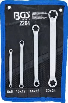 Double Ring Spanner Set with E-Type Ring Heads E6 x E8 - E20 x E24 4 pcs.