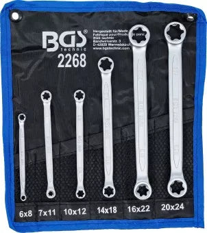 Double Ring Spanner Set with E-Type Ring Heads E6 x E8 - E20 x E24 6 pcs.