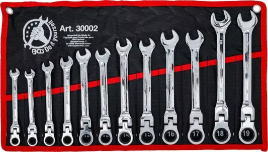Ratchet Combination Wrench Set flexible Heads 8 - 19 mm 12 pcs.