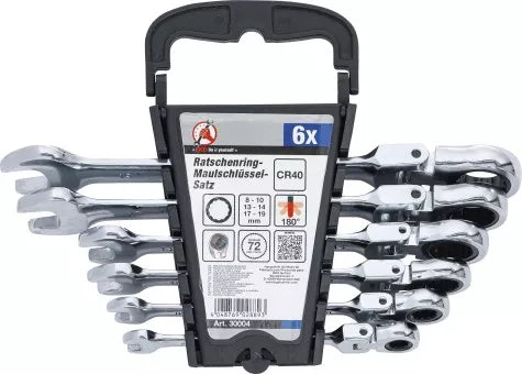 Ratchet Combination Wrench Set flexible Heads 8-19 mm 6 pcs.