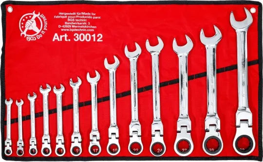 Ratchet Combination Wrench Set flexible Heads 8 - 32 mm 13 pcs.
