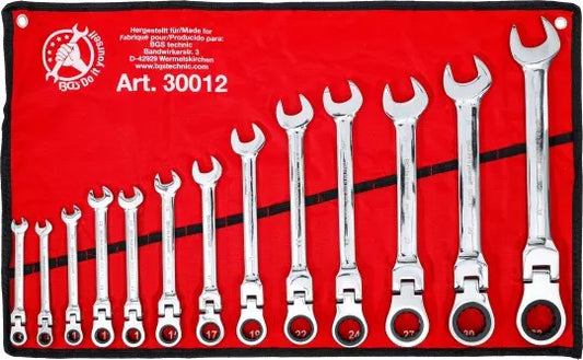 Ratchet Combination Wrench Set flexible Heads 8 - 32 mm 13 pcs.