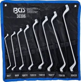 Double Ring Spanner Set deep offset ends 6 x 7 - 20 x 22 mm 8 pcs.