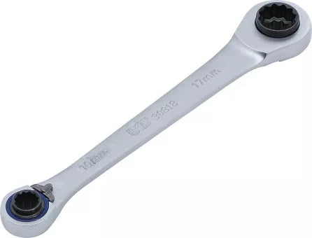 Double Ended Ratchet Wrench "4 in 1" 10 x 12, 14 x 17 mm