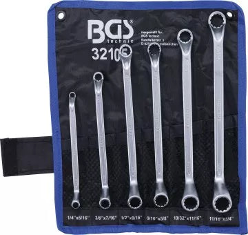 Double Ring Spanner Set deep offset ends Inch Sizes 1/4" - 3/4" 6 pcs.