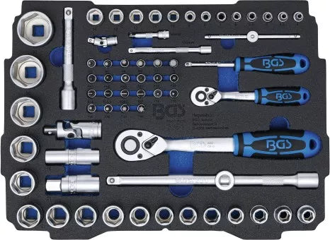 Foam Tray for BGS BOXSYS1 & 2: Socket Set 6.3 mm (1/4") / 12.5 mm (1/2") BGS systainer® 65 pcs.