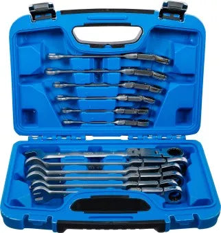 Double-Joint Ratchet Combination Wrench Set adjustable 8 - 19 mm 12 pcs.