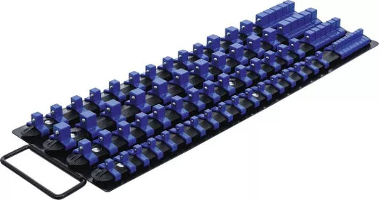 Slip-on rail Set for Sockets with 80 Clips for Sockets 6.3 mm (1/4") 10 mm (3/8") 12.5 mm (1/2")