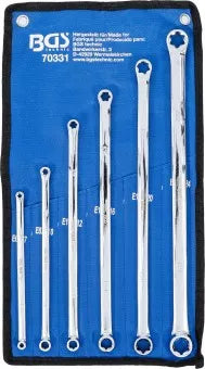 Double Ring Spanner Set with E-Type Ring Heads extra long E6 x E7 - E22 x E24 6 pcs.
