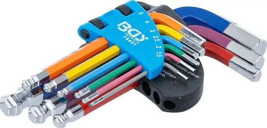 L-Type Wrench Set Multicolour short internal Hexagon, internal Hexagon with Ball Head 1.5 - 10 mm 9 pcs.