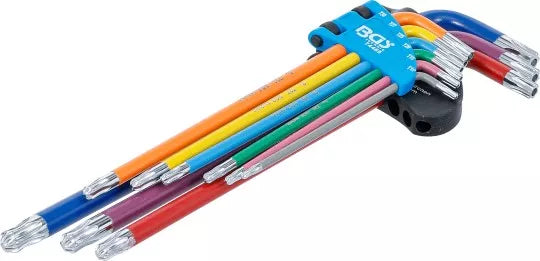 L-Type Wrench Set Multicolour extra long T-Star tamperproof (for Torx) with Ball Head T10 - T50 9 pcs.