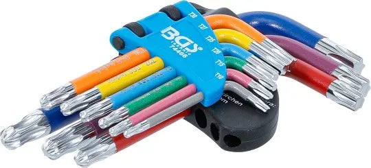 L-Type Wrench Set Multicolour short T-Star (for Torx) with Ball Head T10 - T50 9 pcs.
