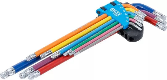 L-Type Wrench Set Multicolour extra long T-Star (for Torx) with Ball Head T10 - T50 9 pcs.